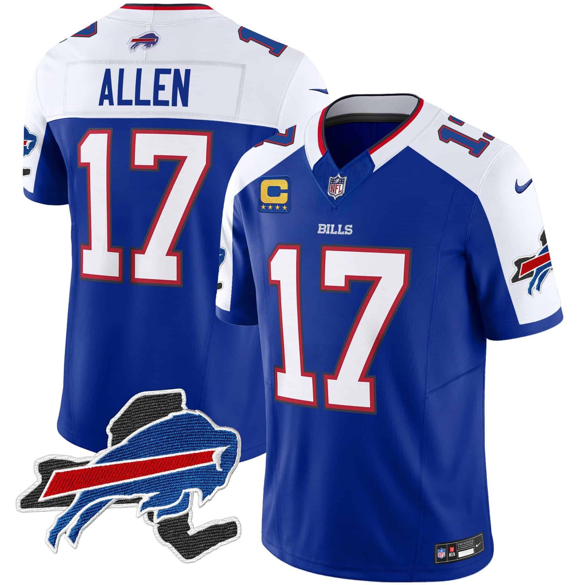 Men Buffalo Bills #17 Allen Blue 2024 Nike Patch Vapor Limited NFL Jersey